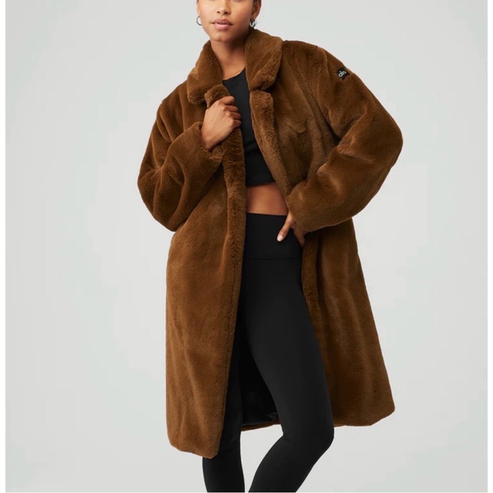 Alo oversize long trench coat faux fur